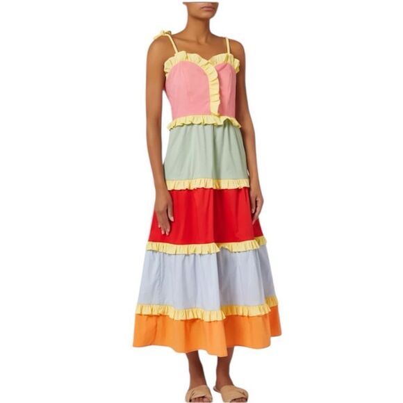 NWT Carla B Siggi Tiered MIDI Block Pattern Dress XL - Picture 8 of 15